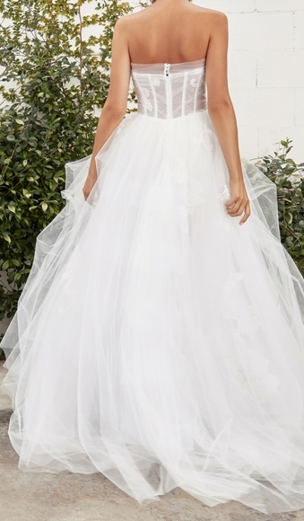 New long  Off white strapless ball gown wedding gown bridal dress - Picture 5 of 7